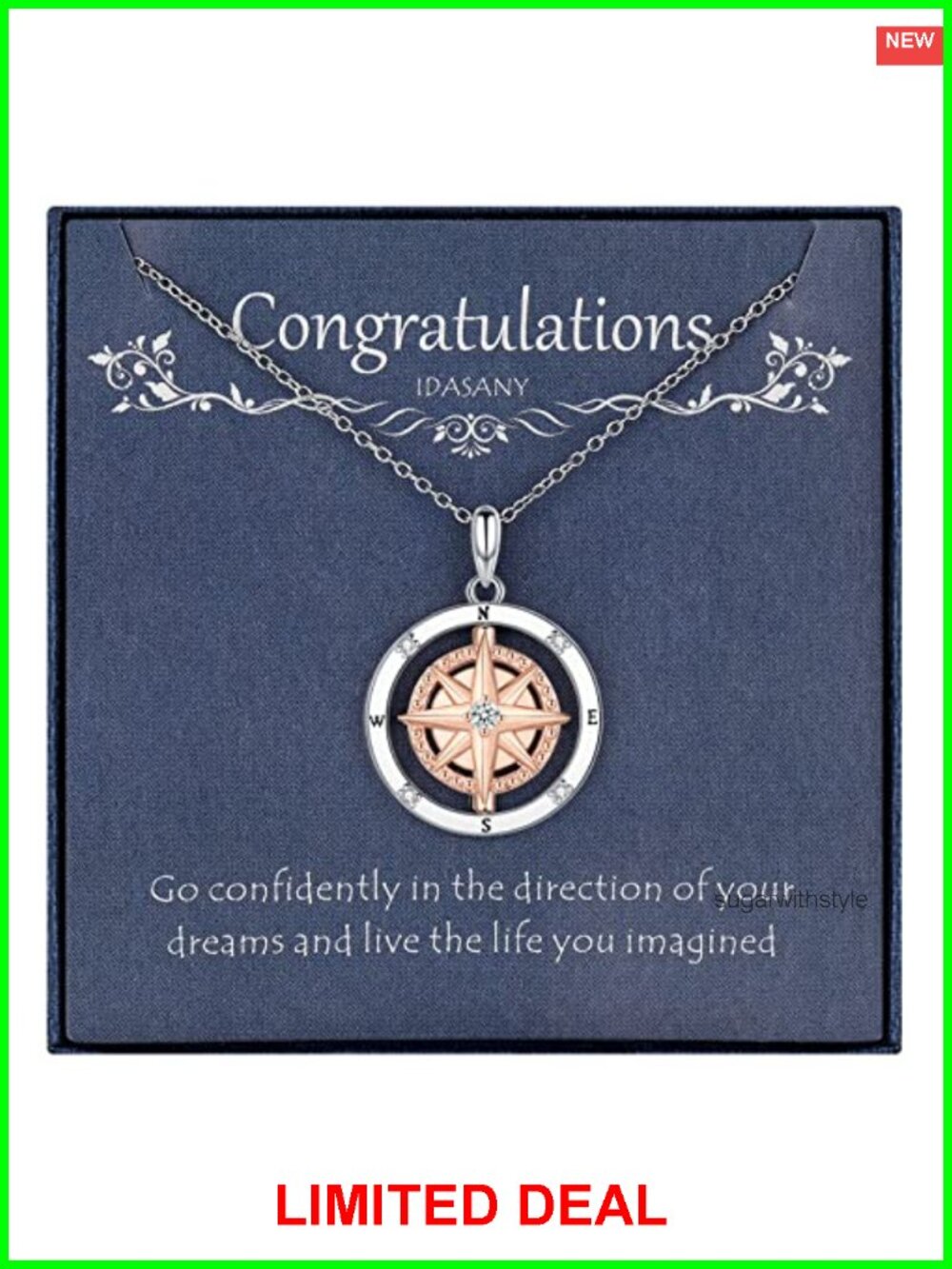 Compass Pendant Necklace "Enjoy the Journey" Graduation Gift